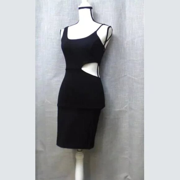 *3 FOR $9* NEW Socialite Ponte Asymmetric Cut Out Waist Bodycon Sexy Tight Dress - Picture 2 of 4